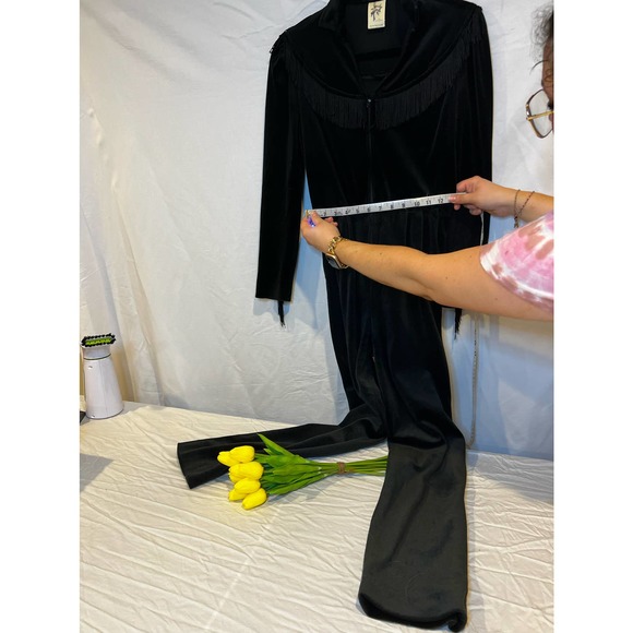 Black Velour Western Style Jumpsuit - Picture 8 of 12